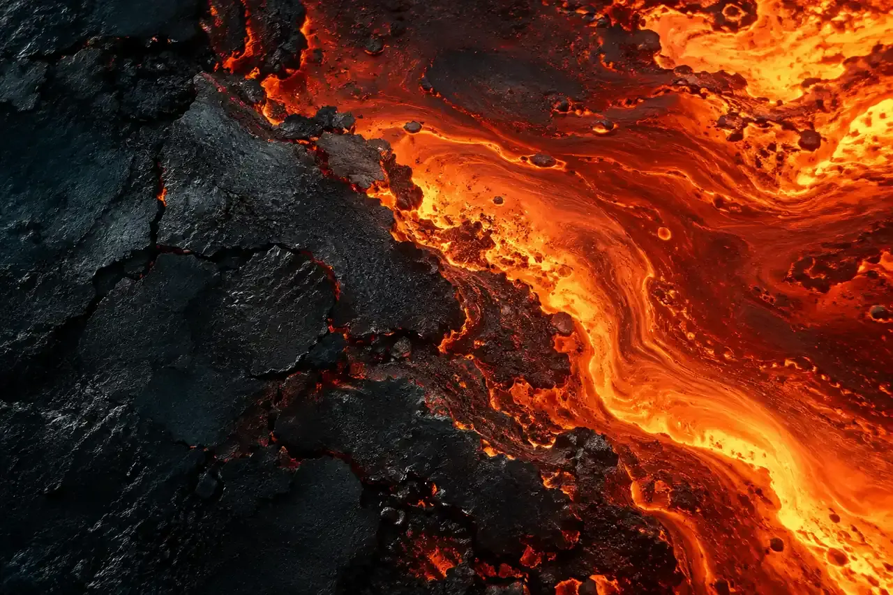 Molten metal flowing through a cracked, cooling crust, the shaping stage, where the team behind The Forge builds websites and web apps