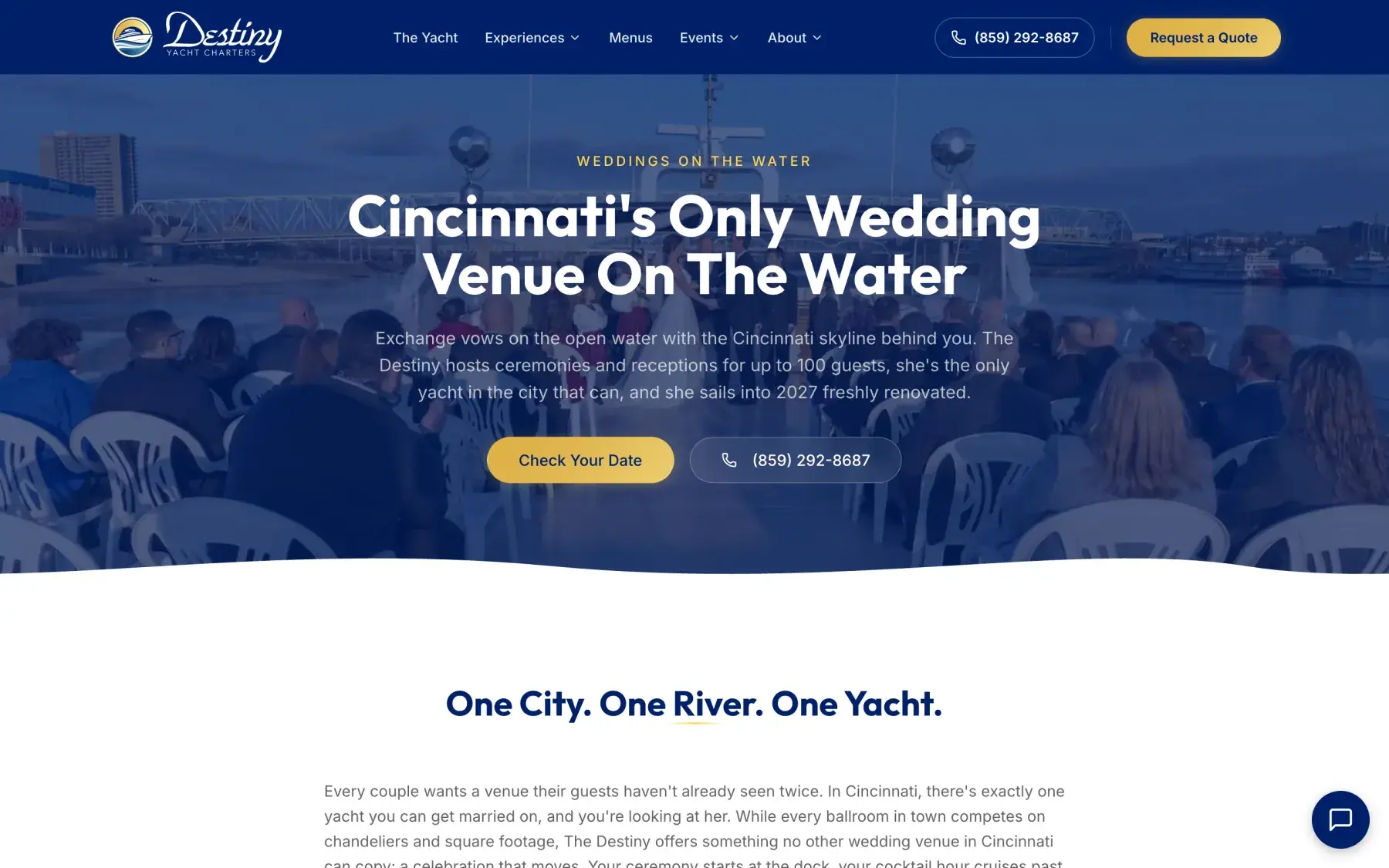 Destiny Yacht Charters Weddings page