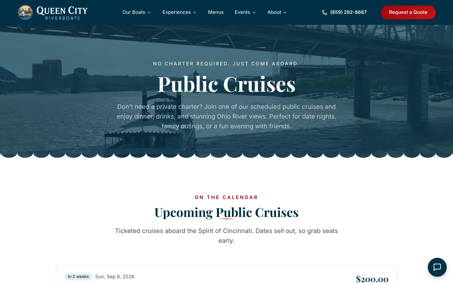 Queen City Riverboats Public cruises page
