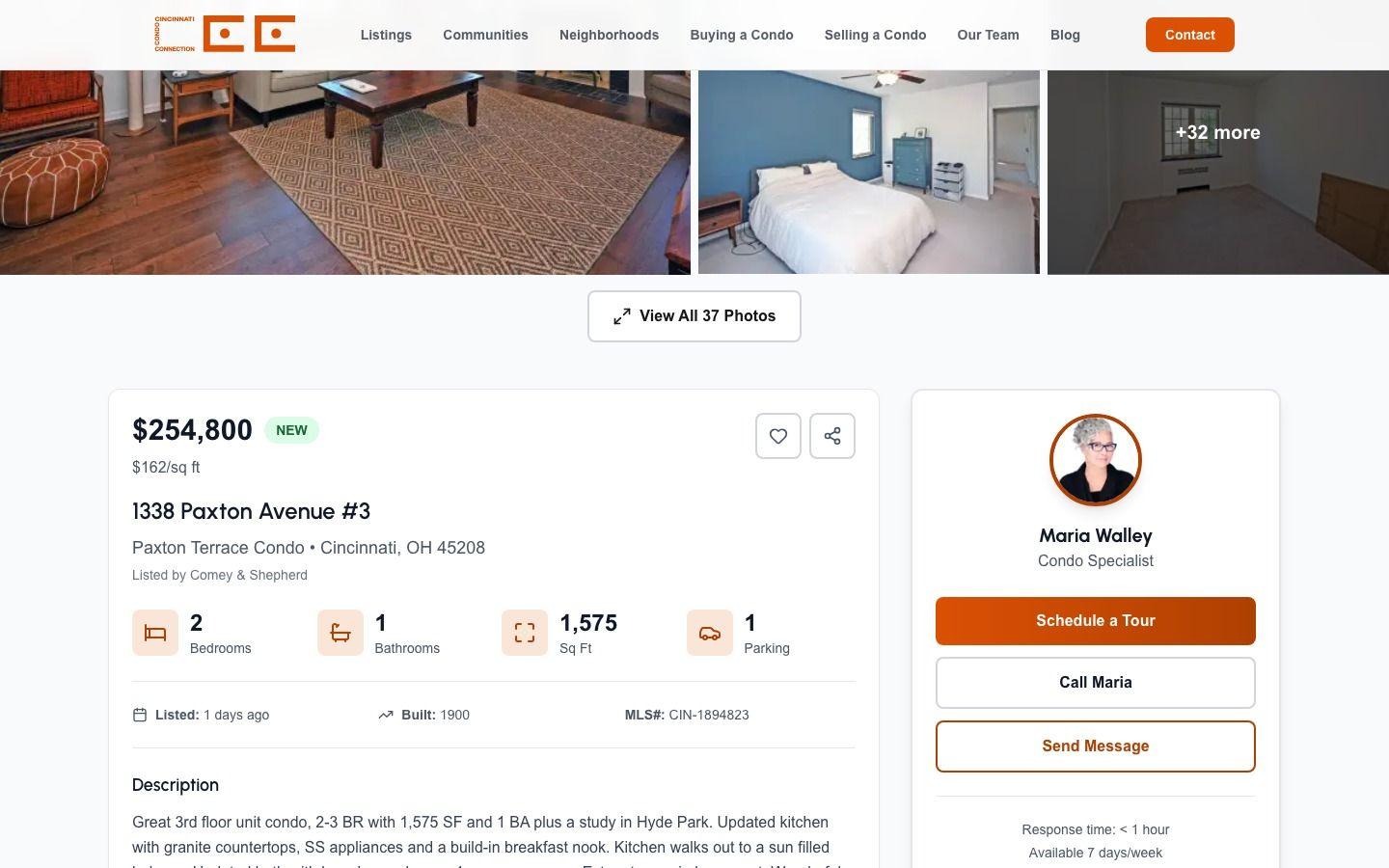 The unit number the MLS doesn't send, resolved by parcel lookup and shown right in the title.