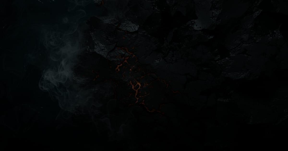Fine glowing cracks across dark metal beside drifting steam