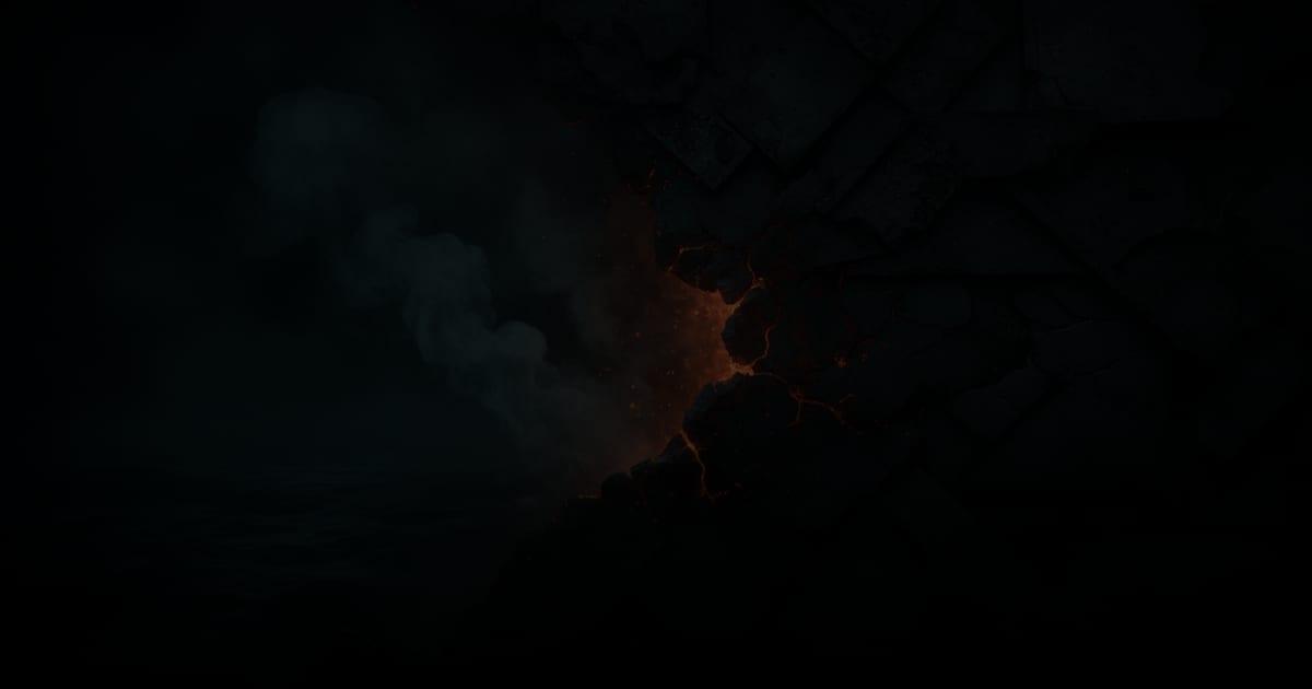 Orange heat behind dark metal beside drifting steam
