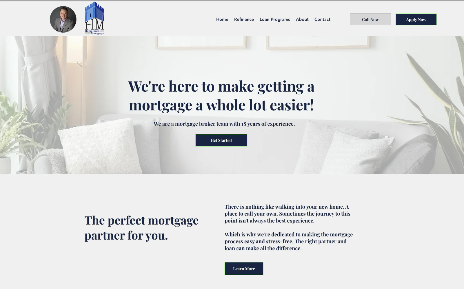 The Hometown Mortgage website before the redesign